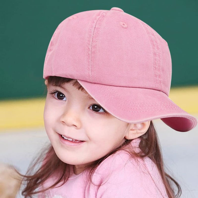 FGSS Kids Baby Girls Hat Washed Baseball Cap Cotton Solid Sun Hats for Children Fit for 2-7 Years - Image 5